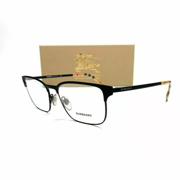Burberry Men's Black Rubber Rectangle Eyeglasses! - Picture 1 of 4